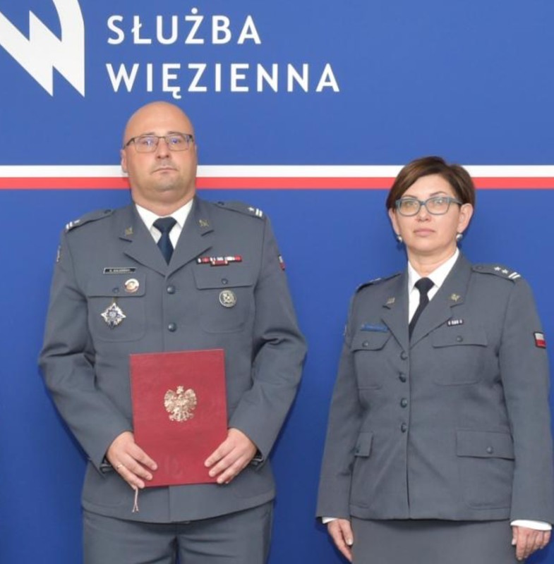 Mjr Gaweł Gałdziński po powołaniu na nowego dyrektora aresztu śledczego w Olsztynie