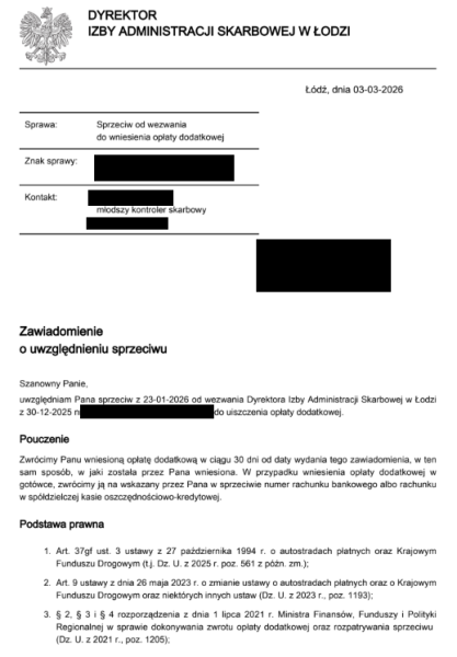 Skarbówka odda pieniądze naszemu Czytelnikowi (finał sprawy z błędem w e-Toll)